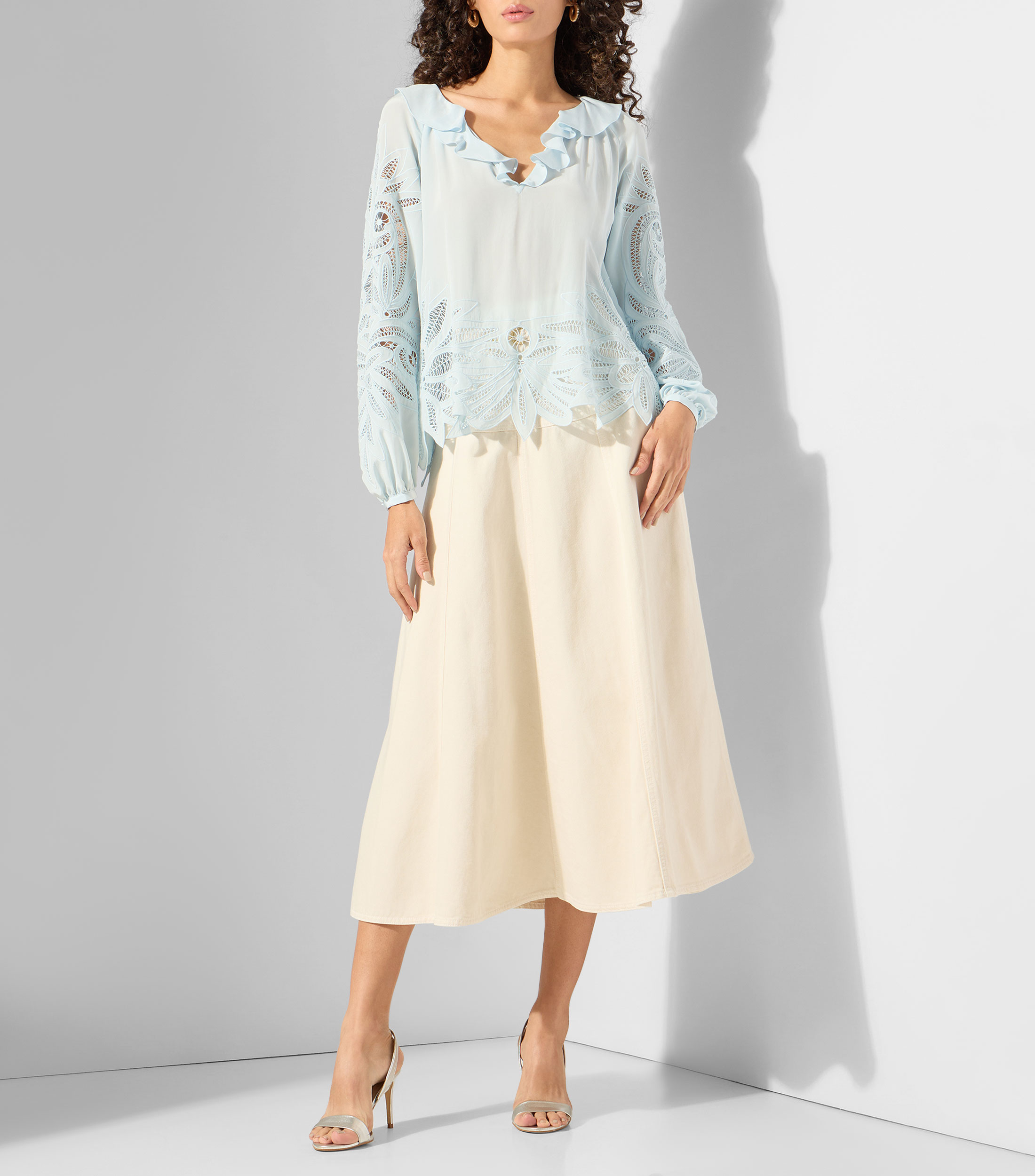 Blusa lisa con manga larga Mujer